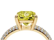 Princess Cut Three Row Pave Engagement Ring Setting for a Fancy Yellow Lab-Grown Diamond | Double Claws | Yellow Gold