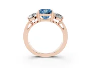 Princess Cut Three Stone Engagement Ring Setting for a Fancy Blue Lab-Grown Diamond | Wide Plain Band | Rose Gold