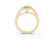 Emerald Cut Diamond Halo Pavé Engagement Ring Set in Yellow gold with Bezel Setting