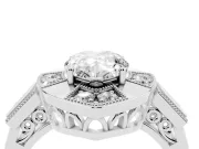 Pear Cut Diamond Milgrain Halo Ring Set in White gold with Split Shank