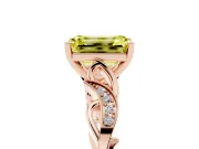 Emerald Cut Vine Engagement Ring Setting for a Fancy Yellow Lab-Grown Diamond | Rose Gold