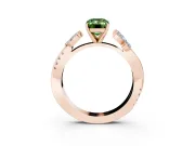Fancy Green Emerald Cut Diamond Floral Vine Solitaire Engagement Ring Set in Rose gold with Marquise Leaves