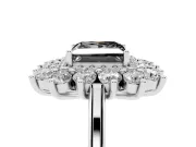 Princess Cut Floral Double Halo Engagement Ring Setting for a Black Center | Plain Band | Platinum