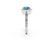 Round Milgrain Halo Engagement Ring Setting for a Fancy Blue Lab-Grown Diamond | Side Stones | Sterling Silver