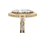 Marquise Cut Diamond Halo Pavé Split Shank Ring Set in Yellow gold with Prong Setting