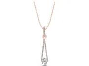 Oval Lab-Grown Diamond Pavé Open Triangle Pendant Necklace | Pavé Bail | Rose Gold