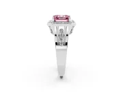 Asscher Cut Halo Engagement Ring Setting for a Fancy Pink Lab-Grown Diamond | Channel-Set Split Shank | Sterling Silver