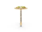 Marquise Pave Halo Engagement Ring Setting for a Fancy Yellow Lab-Grown Diamond | Pave Band | Yellow Gold