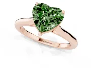 Fancy Green Heart Cut Diamond Solitaire Ring Set in Rose gold with Cathedral Band and Prong Setting
