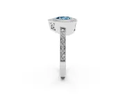 Fancy Blue Heart Cut Diamond Round Halo Ring Set in Silver with Pavé Band