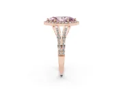 Marquise Split Shank Halo Engagement Ring Setting for a Fancy Pink Lab-Grown Diamond | Rose Gold