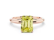Emerald Cut Hidden Halo Engagement Ring Setting for a Fancy Yellow Lab-Grown Diamond | Plain Band | Rose Gold