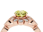 Oval Scalloped Halo Engagement Ring Setting for a Fancy Yellow Lab-Grown Diamond | Heart Pavé Band | Rose Gold