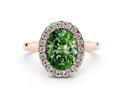 Oval Thin Halo Engagement Ring Setting for a Fancy Green Lab-Grown Diamond | Plain Polished Band | Rose Gold