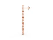 Round Lab-Grown Diamond Single Row Dangle Earrings | Open Box Links | Rose Gold