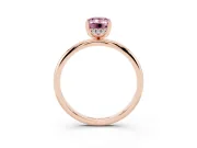 Fancy Pink Emerald Cut Diamond Solitaire Engagement Ring Set in Rose gold with Prong Setting and Polished Band