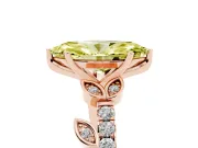 Fancy Yellow Marquise Cut Diamond Solitaire Leaf-Inspired Ring Set in Rose gold with Pavé Band and Prong Setting
