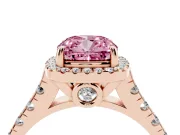 Cushion Cut Accented Halo Engagement Ring Setting for a Fancy Pink Lab-Grown Diamond | Rose Gold