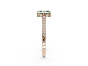 Asscher Cut Vintage Cathedral Engagement Ring Setting for a Fancy Green Lab-Grown Diamond | Carved Band | Rose Gold