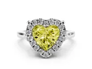 Heart-Shaped Halo Engagement Ring Setting for a Fancy Yellow Lab-Grown Diamond | Claw Corners | Sterling Silver