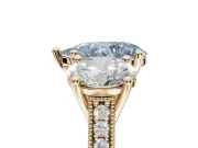 Pear-Shaped Vintage Three Stone Engagement Ring Setting for a Fancy Blue Lab-Grown Diamond | Yellow Gold