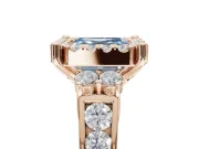 Asscher Cut Halo Engagement Ring Setting for a Fancy Blue Lab-Grown Diamond | Graduated Channel Band | Rose Gold