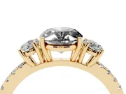 Oval Three Stone Engagement Ring Setting for a Black Center | Pavé Shoulders | Yellow Gold