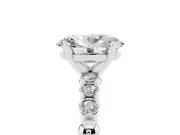 Oval Cut Diamond Solitaire Engagement Ring Set in Silver with Bezel Accents on Beaded Band