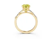 Round Baguette Side Stone Engagement Ring Setting for a Fancy Yellow Lab-Grown Diamond | Yellow Gold