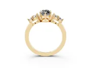 Marquise Cluster Side Stone Engagement Ring Setting for a Black Center | Plain Band | Yellow Gold