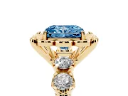 Radiant Cut Floral Engagement Ring Setting for a Fancy Blue Lab-Grown Diamond | Petal Frame | Yellow Gold