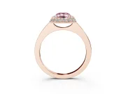 Emerald Cut Pave Halo Engagement Ring Setting for a Fancy Pink Lab-Grown Diamond | Slim Plain Band | Rose Gold