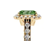 Emerald Cut Accented Halo Engagement Ring Setting for a Fancy Green Lab-Grown Diamond | Yellow Gold