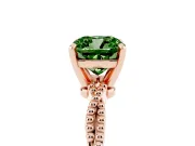 Fancy Green Cushion Cut Diamond Solitaire Ring Set in Rose gold with Twisted Band and Bead Prong Setting