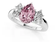Pear-Shaped Three Stone Engagement Ring Setting for a Fancy Pink Lab-Grown Diamond | Matching Side Stones | Platinum