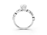Oval Cut Diamond Solitaire Ring Set in White gold with Twisted Marquise Accent Band