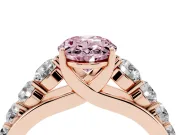 Oval Graduated Side Stone Engagement Ring Setting for a Fancy Pink Lab-Grown Diamond | Flat Top Band | Rose Gold