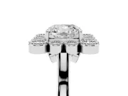 Cushion Cut Vintage Milgrain Bezel Cluster Halo Engagement Ring Setting | Plain Band | White Gold