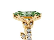 Marquise Leaf Pavé Engagement Ring Setting for a Fancy Green Lab-Grown Diamond | Yellow Gold