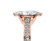 Marquise Graduated Pavé Solitaire Engagement Ring Setting | Wide Pavé Row Band | Rose Gold