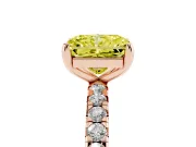 Fancy Yellow Radiant Cut Diamond Pavé Solitaire Ring Set in Rose gold with Round Band and Prong Setting