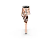 Emerald Cut Bypass Pavé Engagement Ring Setting for a Black Center | Graduated Pavé | Rose Gold