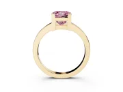 Fancy Pink Princess Cut Diamond Solitaire Ring Set in Yellow gold with Prong Head and Smooth Polished Band