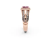 Asscher Cut Halo Engagement Ring Setting for a Fancy Pink Lab-Grown Diamond | Two-Row Pave Split Shank | Rose Gold