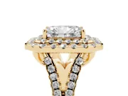 Radiant Cut Halo Split Shank Engagement Ring Setting | Yellow Gold
