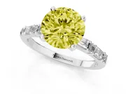Round Baguette Side Stone Engagement Ring Setting for a Fancy Yellow Lab-Grown Diamond | Sterling Silver