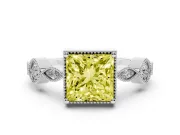 Princess Cut Vintage Milgrain Engagement Ring Setting for a Fancy Yellow Lab-Grown Diamond | Platinum