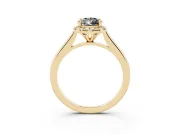 Pear-Shaped Halo Engagement Ring Setting for a Black Center | Plain Polished Band | Yellow Gold