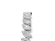 Marquise Lab-Grown Diamond Slanted Half Eternity Wedding Band | Tip Cups | Sterling Silver