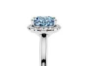 Oval Halo Engagement Ring Setting for a Fancy Blue Lab-Grown Diamond | Plain Polished Band | Platinum